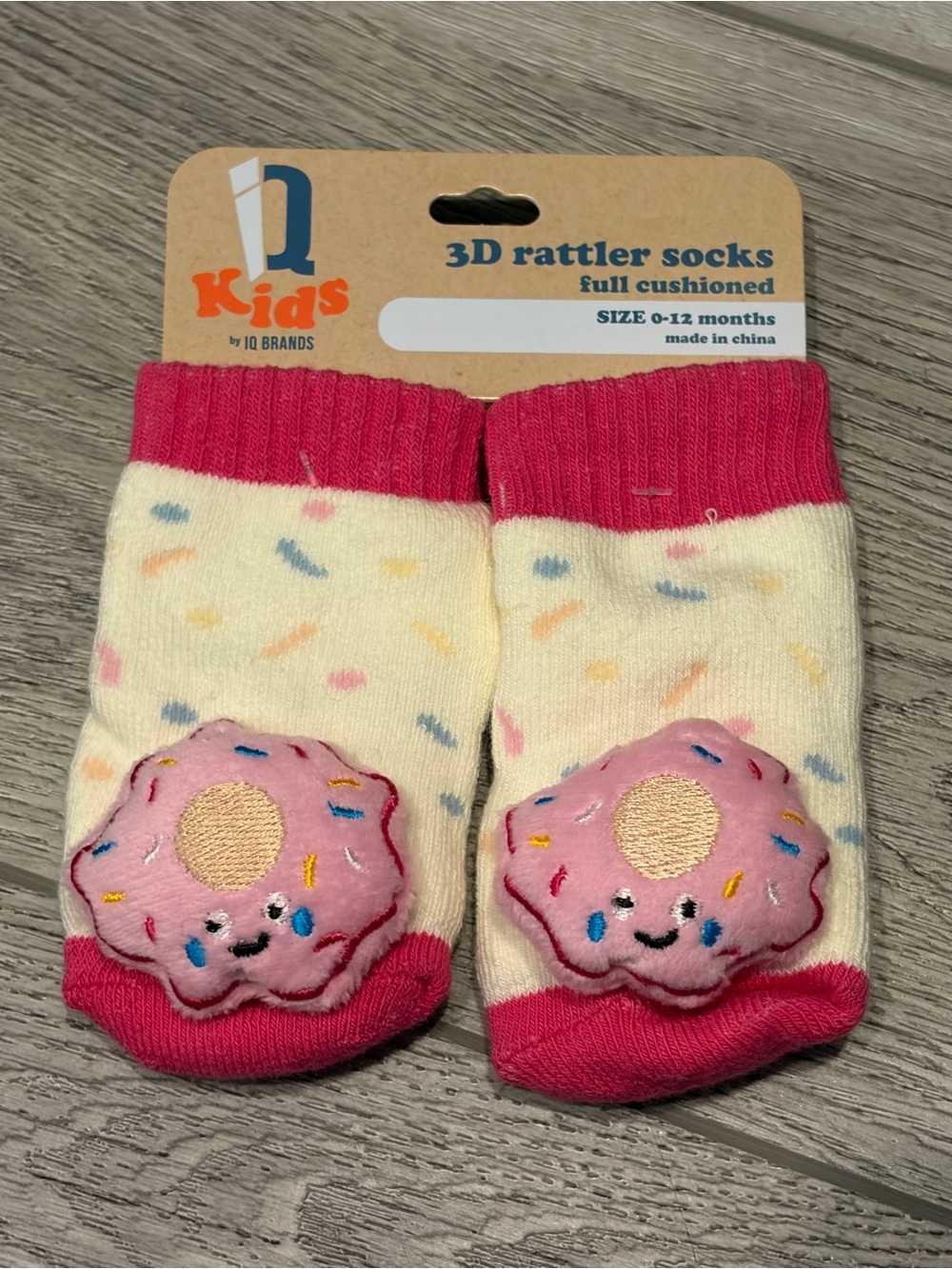 Pink Donut 3D Rattler Baby Socks